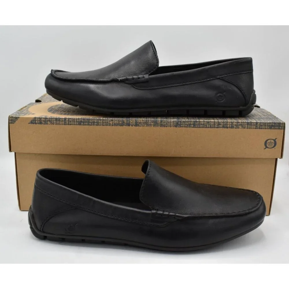 Born Mens Size 11 Liam‎ Black Full Grain Leather Slip On Loafers Shoes